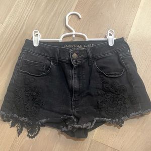 American Eagle black denim high waist shorts 8